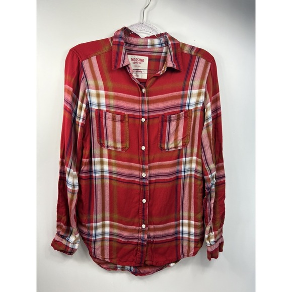 Mossimo Denim Tops - Mossimo Supply Co. Boyfriend Fit Shirt Women's Size S Red Plaid